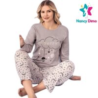 Πυζάμα Γυναικεία Φθινοπωρινή Νο XXL Μακό Nancy Dimo Βαμβακερή