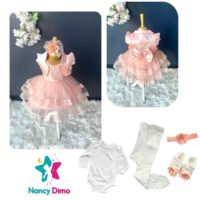 Σετ Βρεφικό Φόρεμα Nancy Dimo 6-9μην Για Κορίτσι Βαβμβακερό