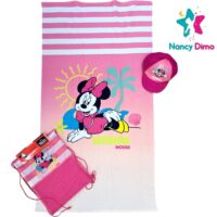 Σετ Πετσέτα 70x140cm Θαλάσσης -Καπέλο-Τσάντα  Minnie  Παιδική Για Κορίτσι WATER ABSORBENT - FAST DRY//Απορροφητικό νερού-Γρήγορο Στέγνωμα