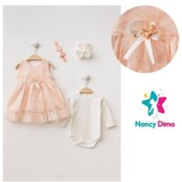 Σετ Βρεφικό Φόρεμα Nancy Dimo 6-9μην Για Κορίτσι Βαβμβακερό