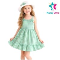 Παιδικό Φόρεμα Με Ψάθινο Καπέλο 6-7-8-9-10χρ. Nancy Dimo Για Κορίτσι Βαμβακερό